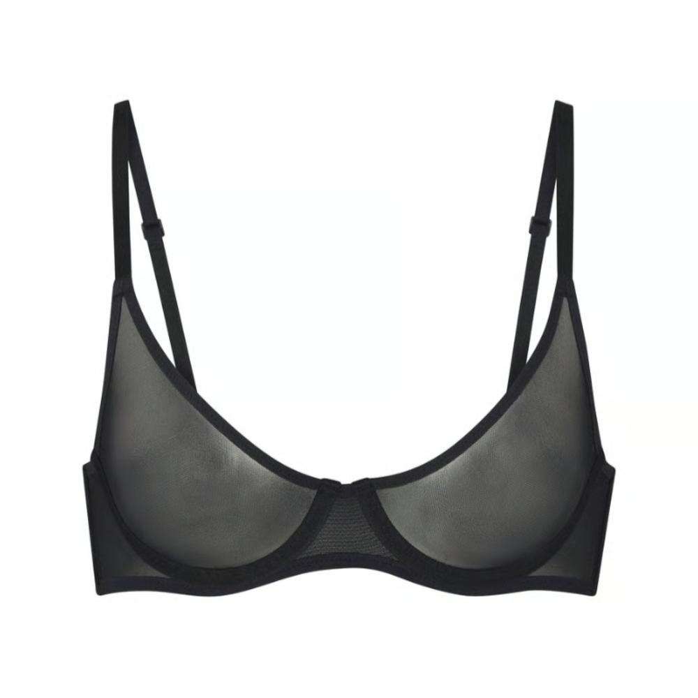 SKIMS Sheer Mesh Underwire Bra in Black